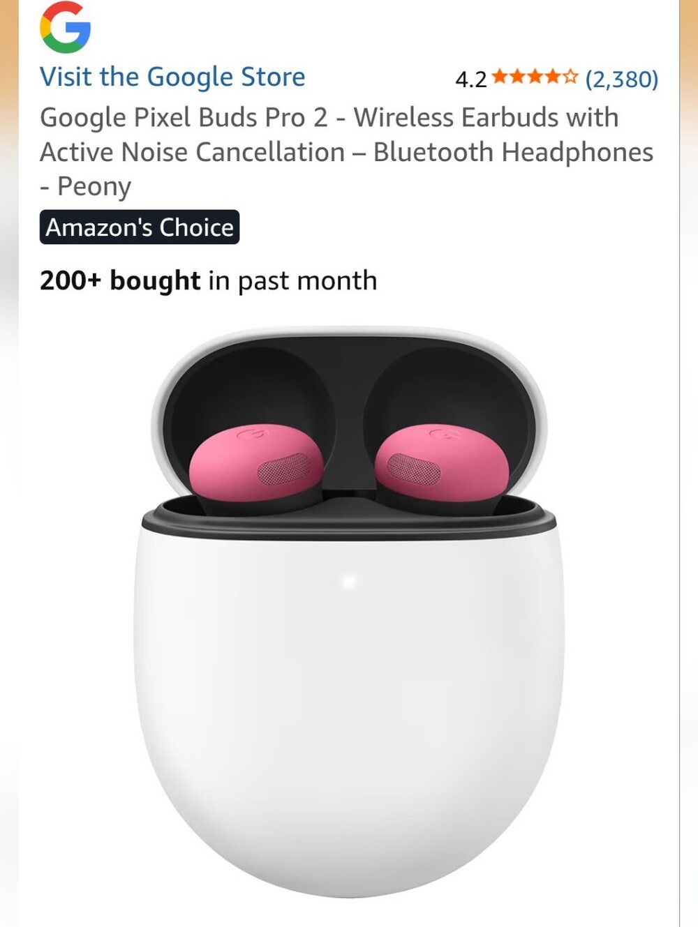 Google Pixel Buds Pro 2 - Wireless Earbuds w/ Active Noise Cancellation – Peony - Picture 5 of 5